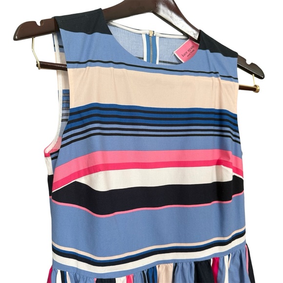 Kate Spade New York Multi Stripe Sleeveless Midi Dress Pink Blue Size 2 - Picture 6 of 14
